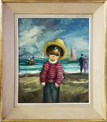 Vintage by Alfio Bonanno, Oil on Canvas Seaside Portrait of a Young Boy, offered Feb 2021