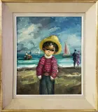 Vintage by Alfio Bonanno, Oil on Canvas Seaside Portrait of a Young Boy, offered Feb 2021
