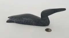 Samwillie Iqaluq, Carved Soapstone Loon, Sculpture