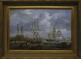 Louis Dodd, American Active Commercial Dock Scene, Oil on Panel