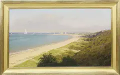 Joseph McGurl, Panoramic View of the Jetties from the Cliff, Nantucket, Oil on Canvas