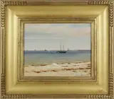 Joseph McGurl, View Towards the Jetties, Oil on Board