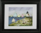 Jan Munro, Rainbow Fleet Rounding Brant Point, Mixed Media on Paper