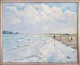 Beach Bathers by Geoffrey Chalmers, Oil on Canvas, offered Jul 2021
