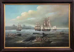 A Shoal of Sperm Whale, 1833 by Brian Coole, 1833, Oil on Board, offered Jul 2021