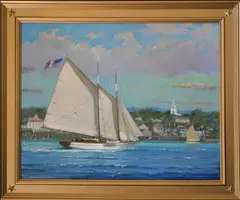 Sailing Past the Nantucket Yacht Club by William W. Lowe, Oil on Canvas, offered Jul 2021
