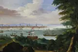 European Harbor Scene by H. Wimer, Oil on Canvas, offered Jul 2021