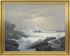 Arthur F. Maynard, Rocky Coastline, Oil on Canvas