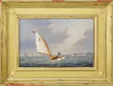 William R. Davis, #5 Catboat Sailing in the Harbor