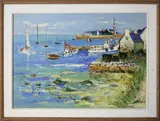 Yolande Ardissone, Boats Along a Colorful Shoreline