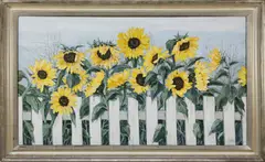 Sunflowers Before a White Picket Fence by Roy Bailey, Oil on Canvas, offered Dec 2021