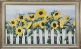Roy Bailey, Sunflowers Before a White Picket Fence, Oil on Canvas
