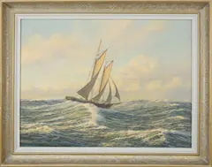 Josef M. Arentz, Sailing on the High Seas, Oil on Artist Board