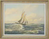 Josef M. Arentz, Sailing on the High Seas, Oil on Artist Board