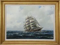 Jack L. Gray, British Full Rigged Ship North Atlantic, Oil on Canvas