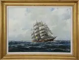 Jack L. Gray, British Full Rigged Ship North Atlantic, Oil on Canvas