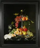 Irmgard Arvin, Tabletop Fruit Still Life, Oil on Panel