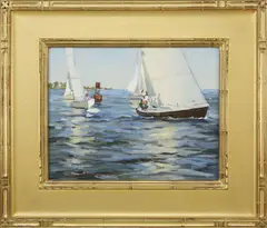 David Bareford, In a Light Breeze Rounding #2 Buoy, Oil on Canvas