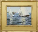 David Bareford, In a Light Breeze Rounding #2 Buoy, Oil on Canvas