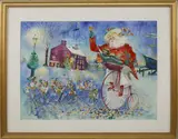 C. Robert Perrin, Santa and His Reindeer on Main Street, Nantucket, Watercolor on Paper