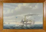 Portrait of the Side-Wheeler Nantucket by Salvatore Colacicco, Oil on Board, offered Apr 2021