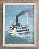 Paul Crosthwaite, Nantucket Side-Wheeler, Tempera on Masonite