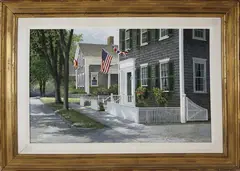 R. Benjamin Jones, Upper Main Street, Nantucket, Acrylic on Panel