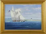 William Lowe, Top Sail Schooner Departing Under Full Sail Nantucket
