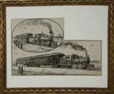 Illustration Nantucket Railroad by Warren Chase Merritt, Ink and Wash on Paper, offered Aug 2021