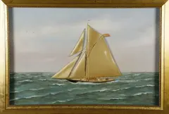 Thomas Willis, Zinita, Oil and Silk Embroidery on Painted Canvas of the American Sloop