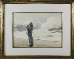 John Whorf, Looking Out to Sea, Watercolor on Paper