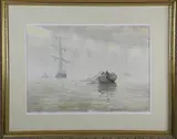 G.S Hill, Net Tenders, 1982, Watercolor on Paper