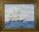 Portrait of American Clipper Rainbow by Frank Beaudonin, Oil on Board, offered Aug 2021