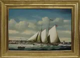 Portrait of the Schooner “Felicity by Salvatore Colacicco, Oil on Panel, offered Aug 2021