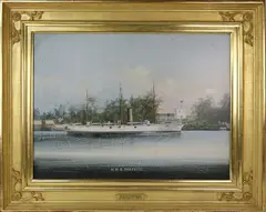 China Trade, Portrait of the Steam-Sail Ship H.M.S Porpoise, Oil on Linen