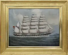 China Trade, Portrait of a British Clipper Ship, Oil on Linen