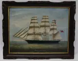 China Trade, Portrait of the British Ship Queen of the Ocean, circa 1840, Oil on Canvas