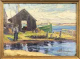 Anne Ramsdell Congdon, The Doris Docked at Petral Shack, Nantucket