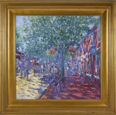 4th of July on Main Street, Nantucket by Illya Kagan, Oil on Canvas, offered Oct 2020