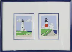 Nantucket Light Houses by Eric Holch Limited Edition, Lithograph, offered Oct 2020