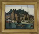 Glenn O. Coleman, Rockport Harbor, Oil on Canvas