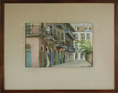 Pirate’s Alley, New Orleans by Doris and Richard Beer, Watercolor on Paper, offered Oct 2020