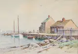William Frederick Paskell, Swains Wharf, Watercolor on Paper