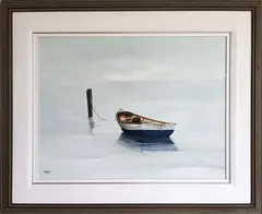 Lone Blue and White Dory by Roy Bailey, Acrylic on Canvas, offered Jul 2020