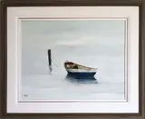 Roy Bailey, Lone Blue and White Dory, Acrylic on Canvas