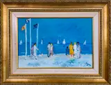 Promenade Dans La Plage a Deauville by Michel Legros, Oil on Canvas, offered Jul 2020