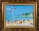 Le Plage A Deauville by Michel Legros, Oil on Canvas, offered Jul 2020