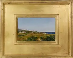 Cliff Rooftops by Lori Zummo, Oil on Board, offered Jul 2020