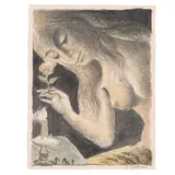 Paul Delvaux, The Siren; Reflection (Jacob 28; 92), 1969; 1975, Lithograph in colors on wove paper