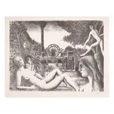 Paul Delvaux, Locomobile (Jacob 42), 1970, Lithograph on Arches paper